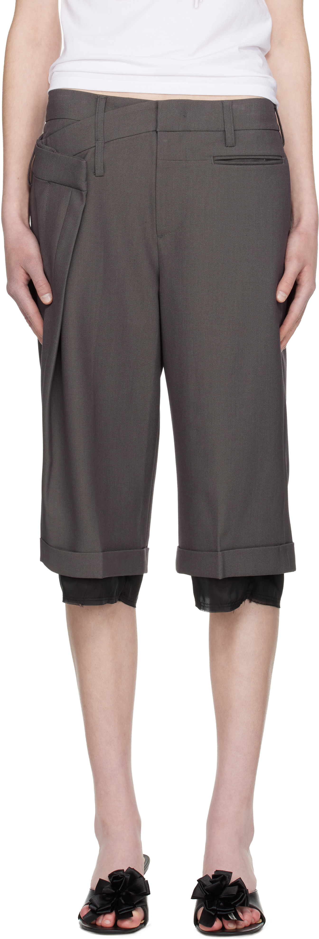 Gray Wrap Over Shorts