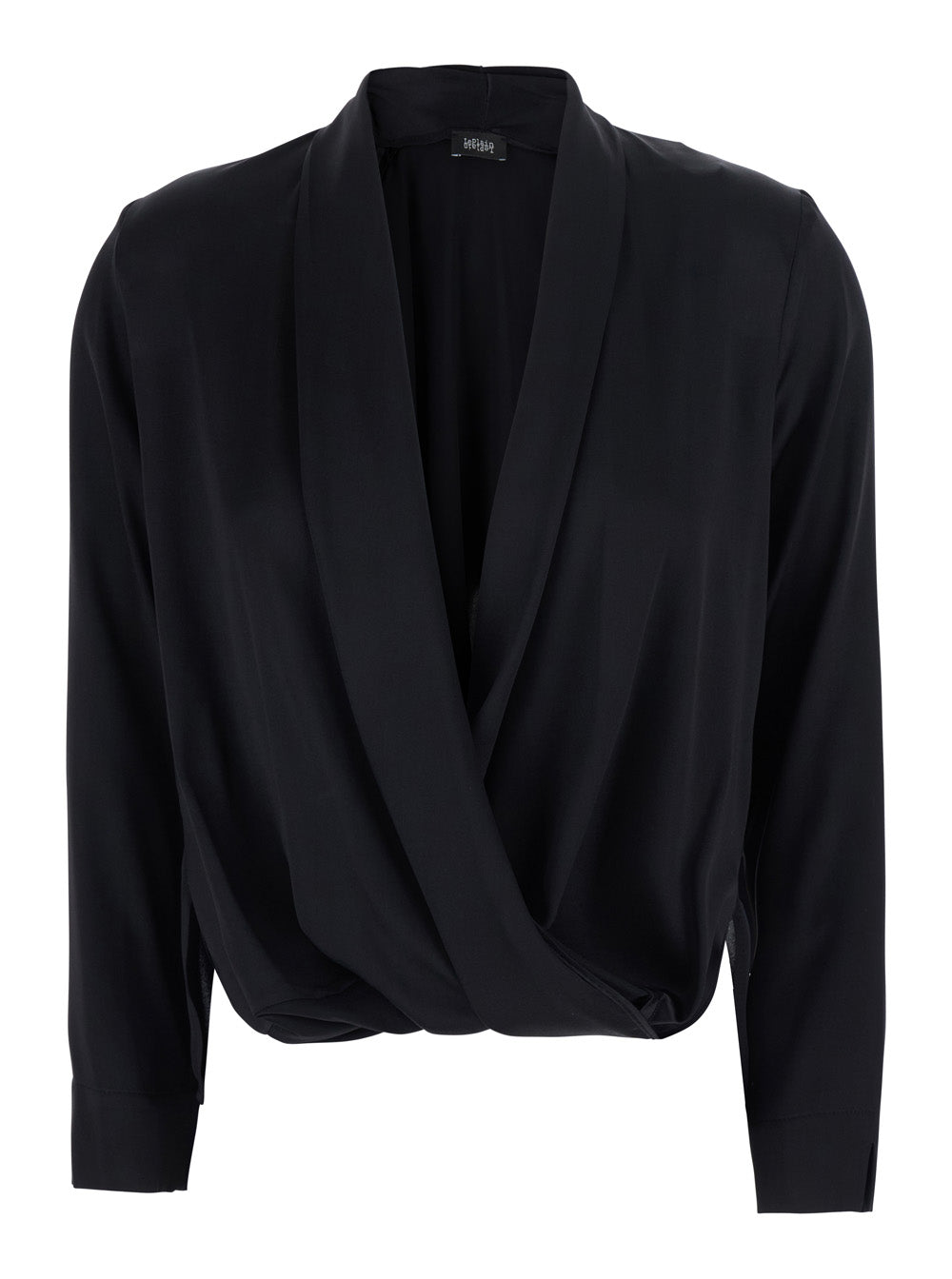 Georgette V-Neck Blouse — Black