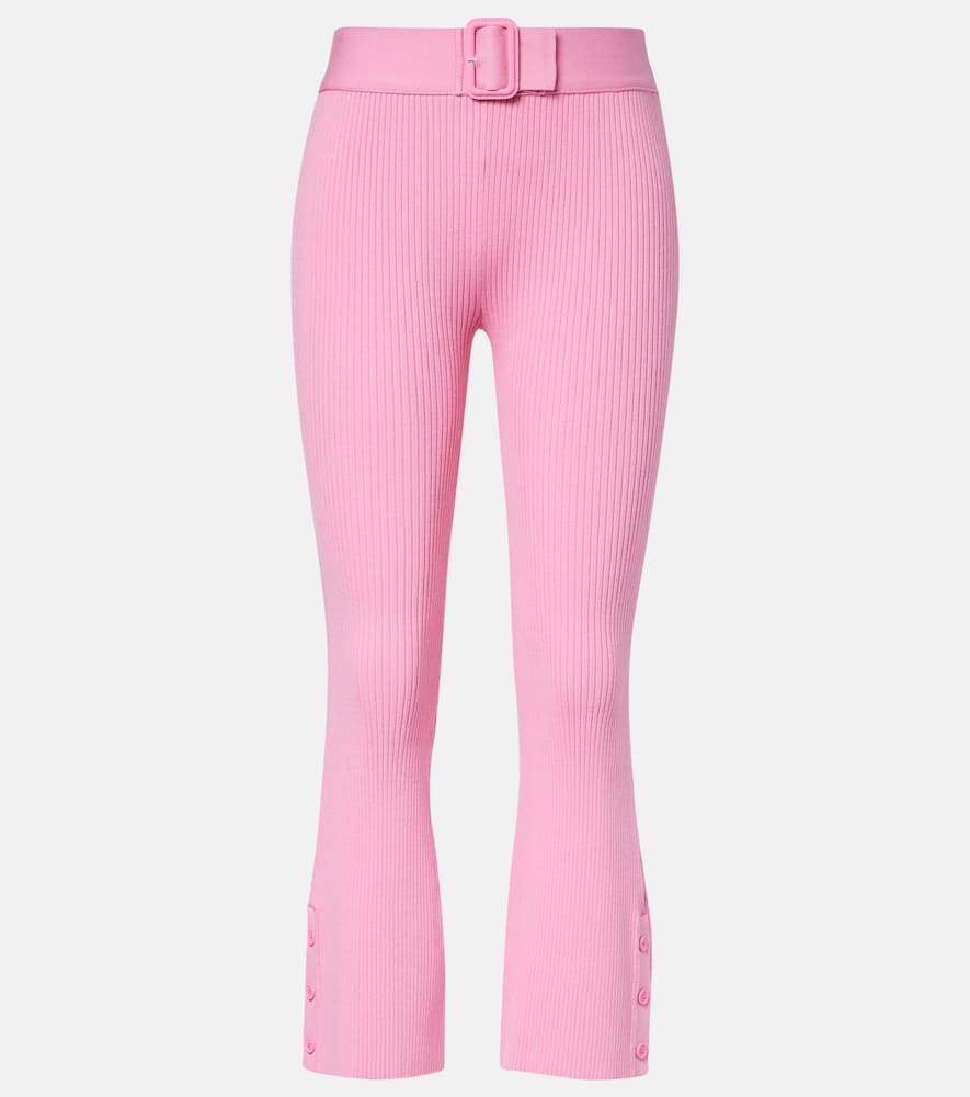 Courrèges Belted ribbed-knit capri pants