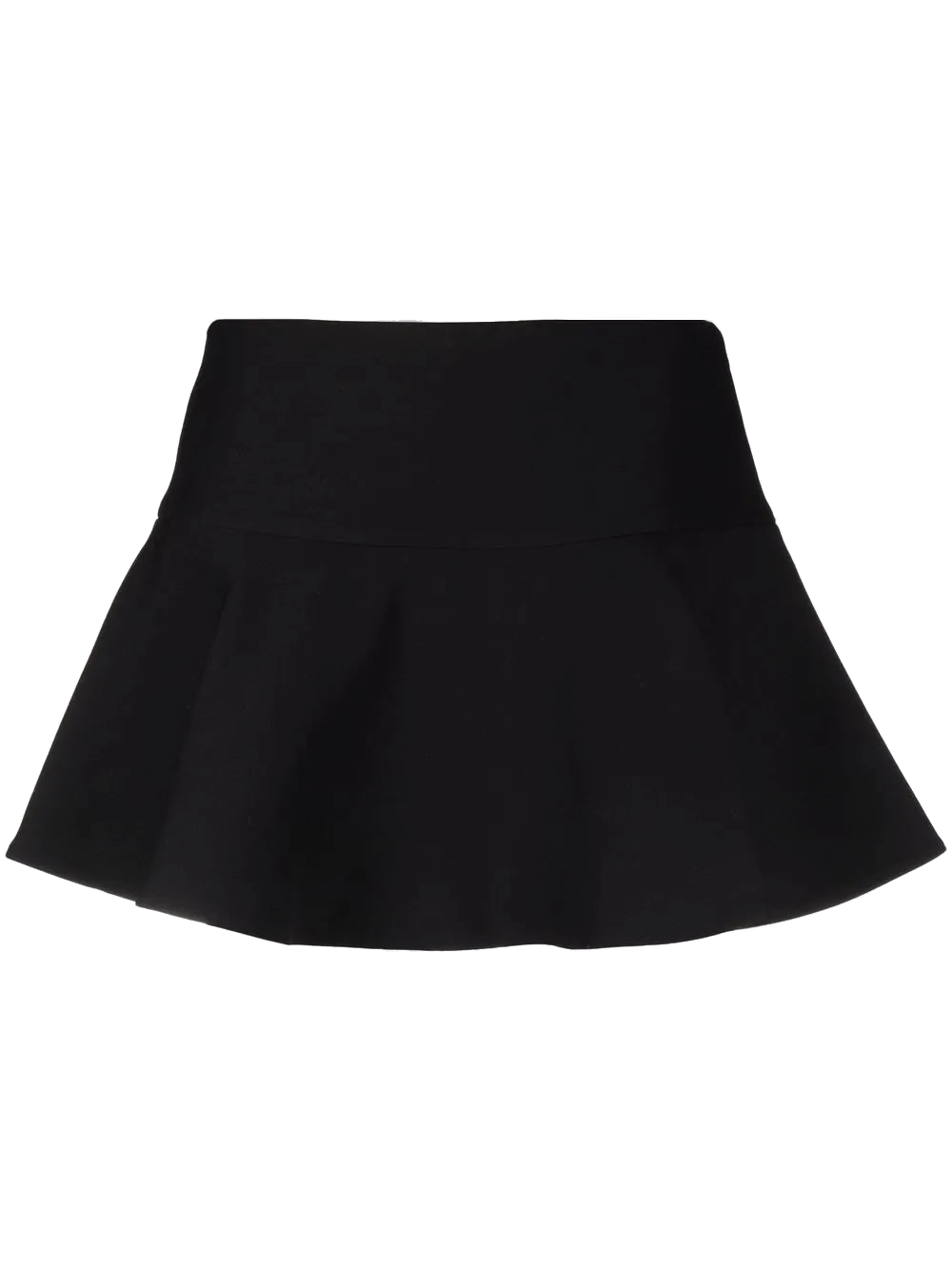 Flared Virgin Wool-Silk Blend Mini Skirt — Black