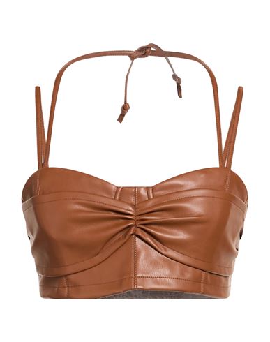 Themoirè Woman Top Brown Size S Polyurethane, Nylon