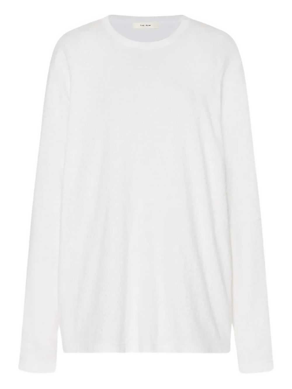 Frayed hem long-sleeve top - White