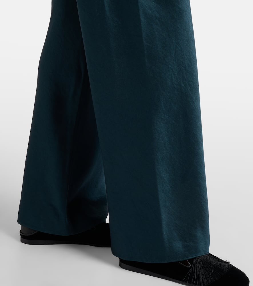 High-rise satin wide-leg pants
