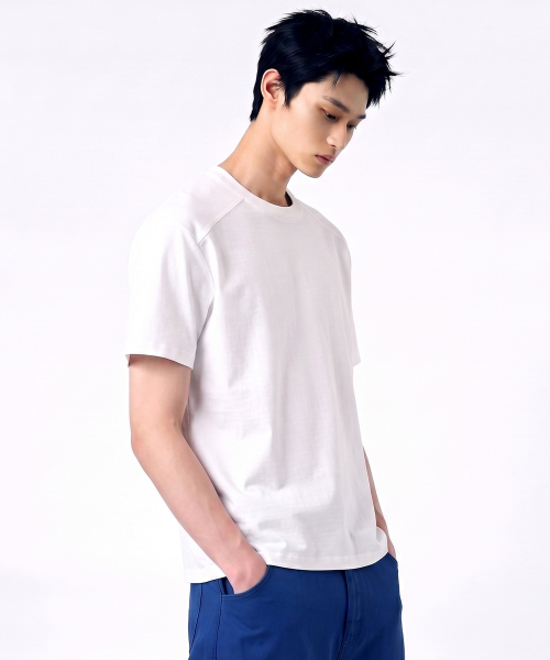 Muscle fit cropped cut-out short sleeve t-shirt white