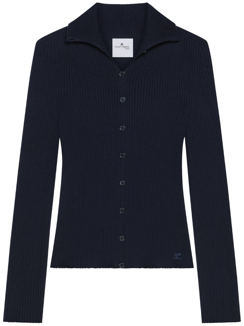 Fine-ribbed cardigan - Blue