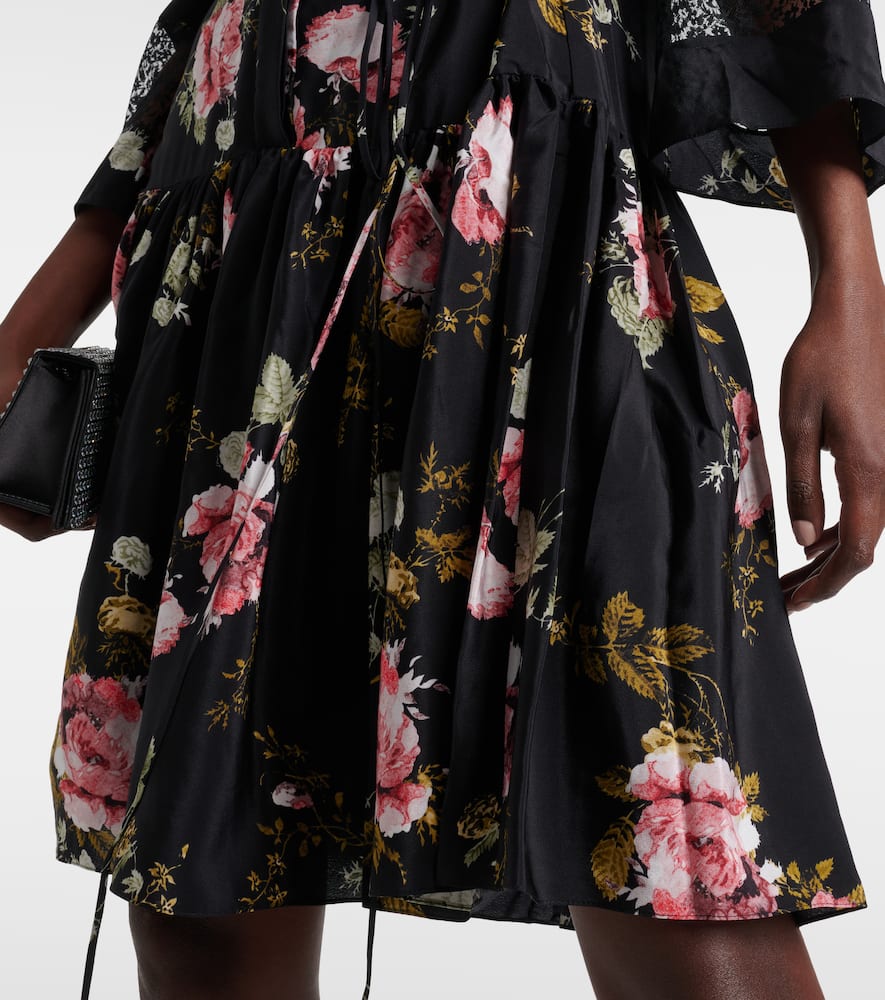 Floral silk crêpe de chine minidress