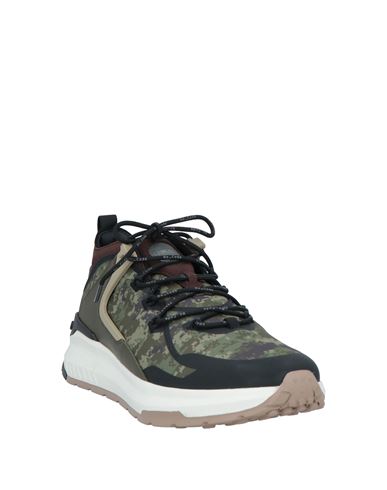 Tod's No_code Man Sneakers Military green Size 6.5 Leather, Textile fibers