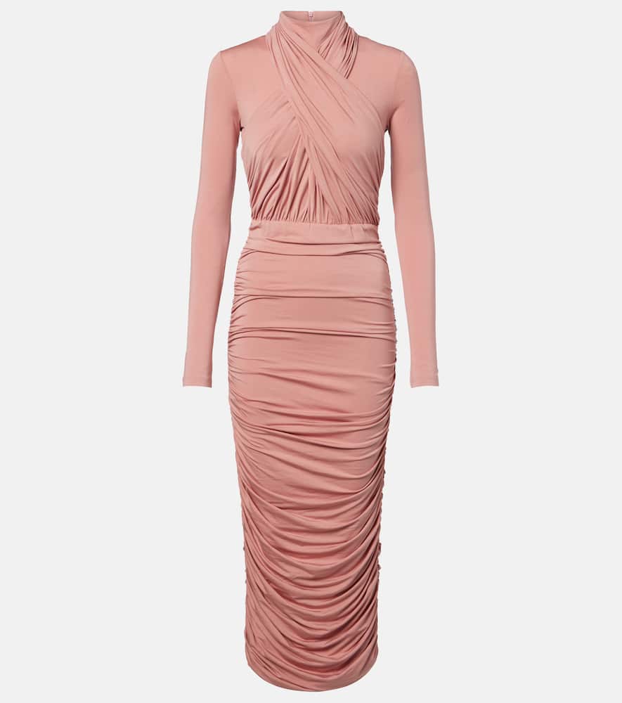 Ruched jersey midi dress