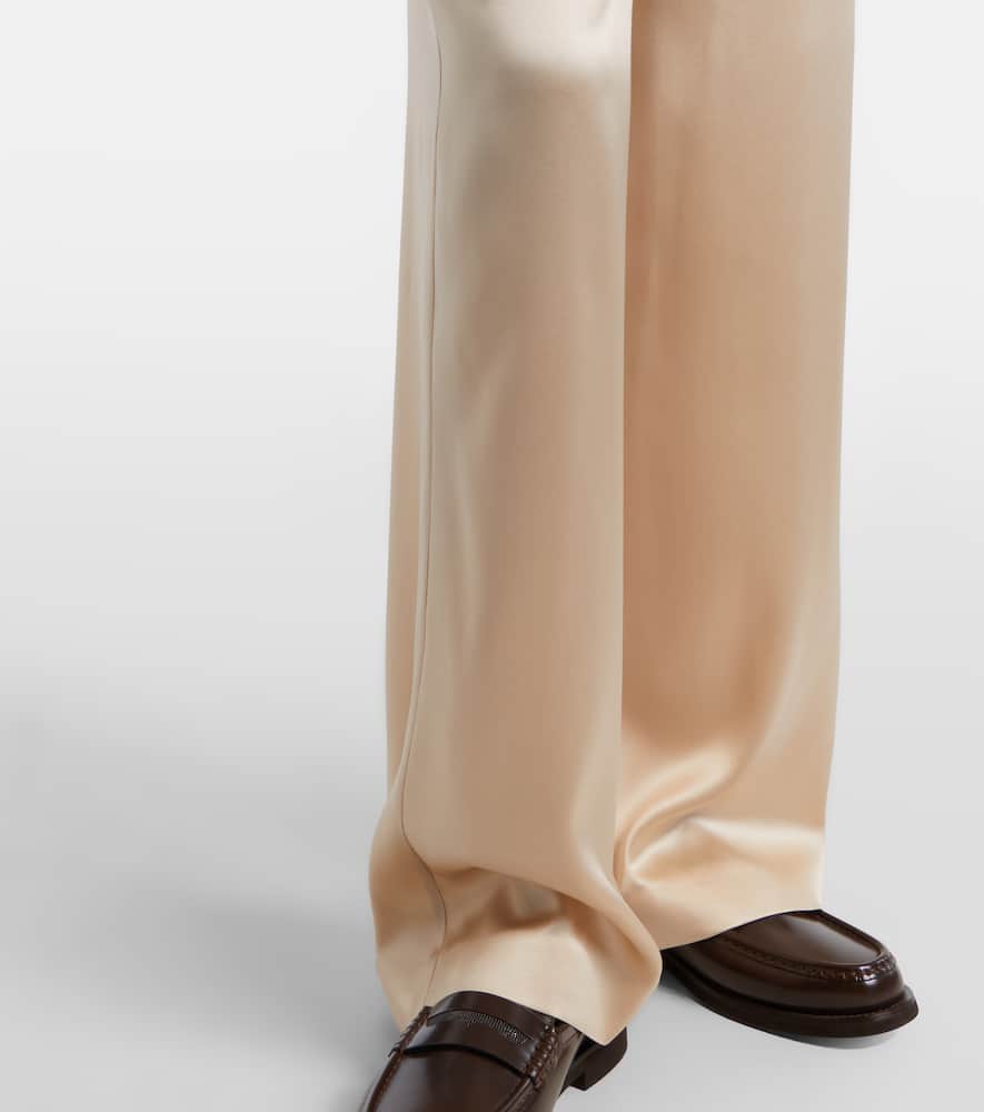 Silk-blend satin wide-leg pants