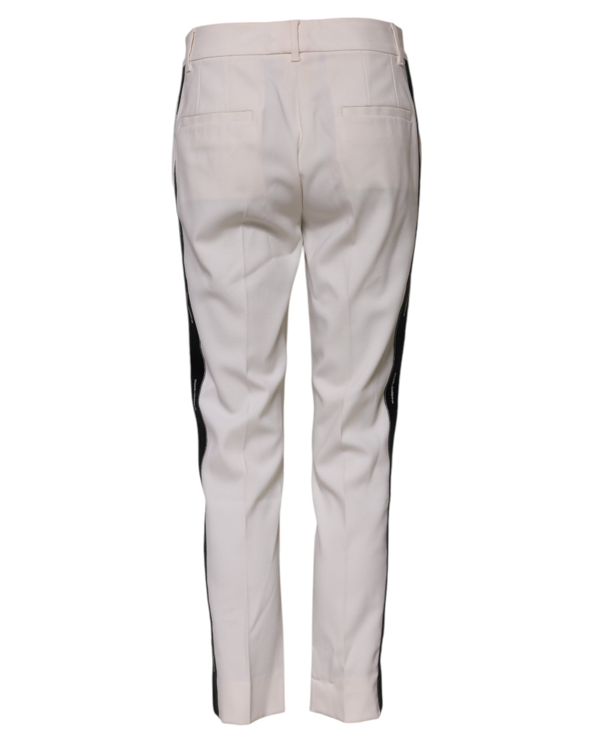 Mid-Waist Tapered Wool Trousers — White