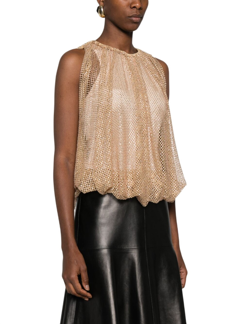 Light Brown Embellished Round Neck Top