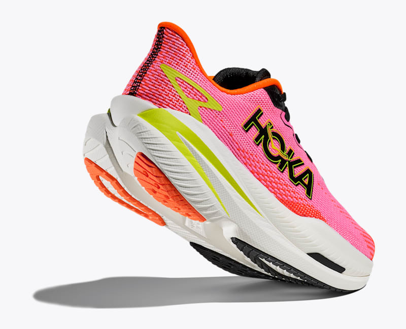 HOKA Women's Mach X 3 Shoes in Neon Rose/Neon Tangerine