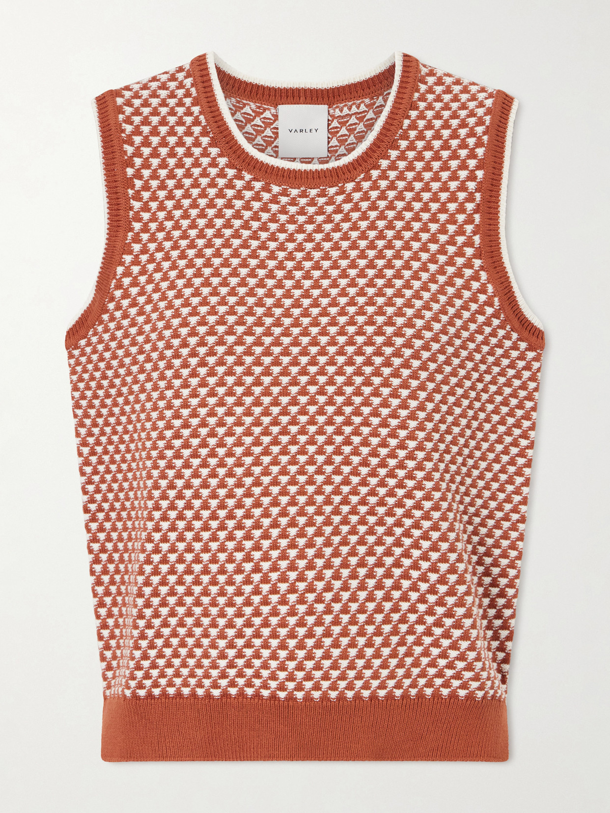 Jenson Two-tone Knitted Cotton Vest - Red