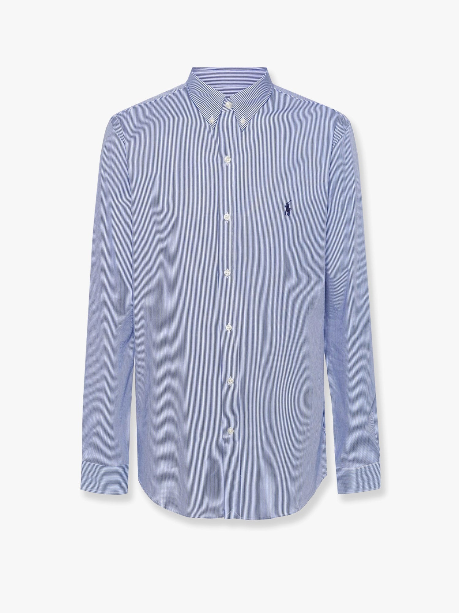 Stretch Cotton Striped Shirt — Blue