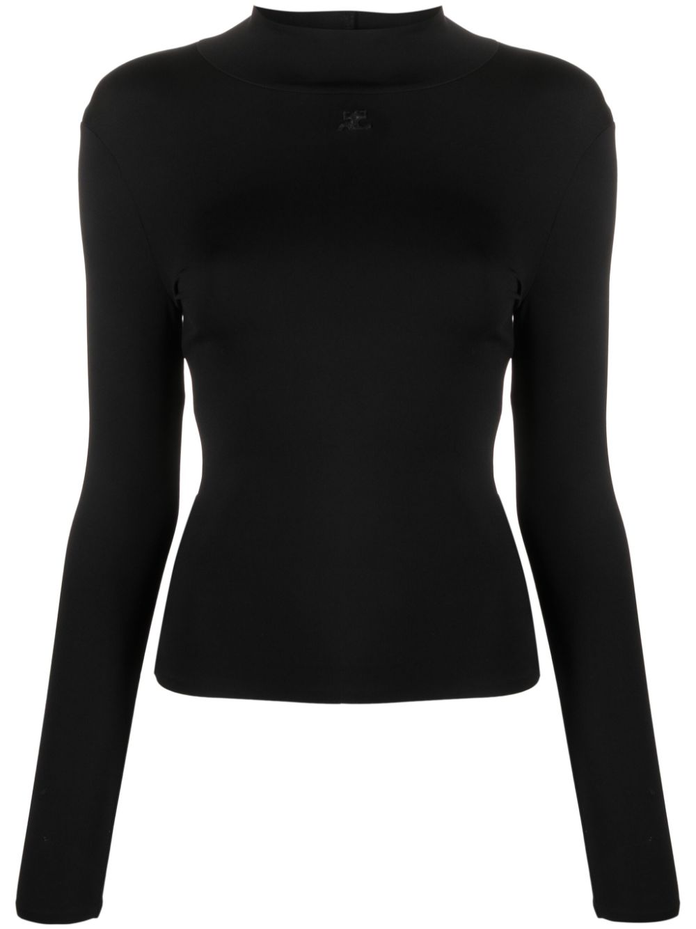 Mock-neck long-sleeve top - Black