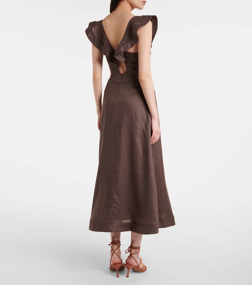 Rhiannon ruffled linen midi dress