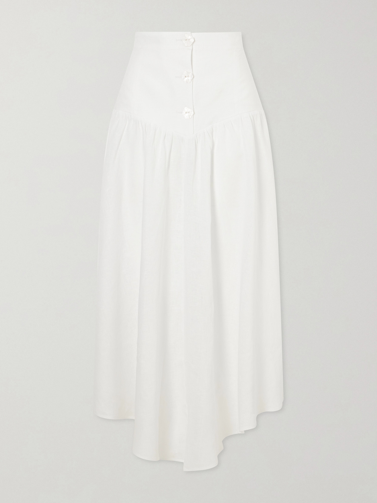 Morocco Gathered Linen Maxi Skirt - White