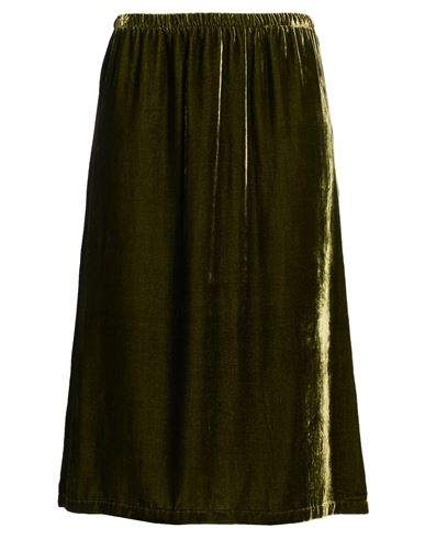 Woman Midi skirt Military green Size 10 Viscose, Silk