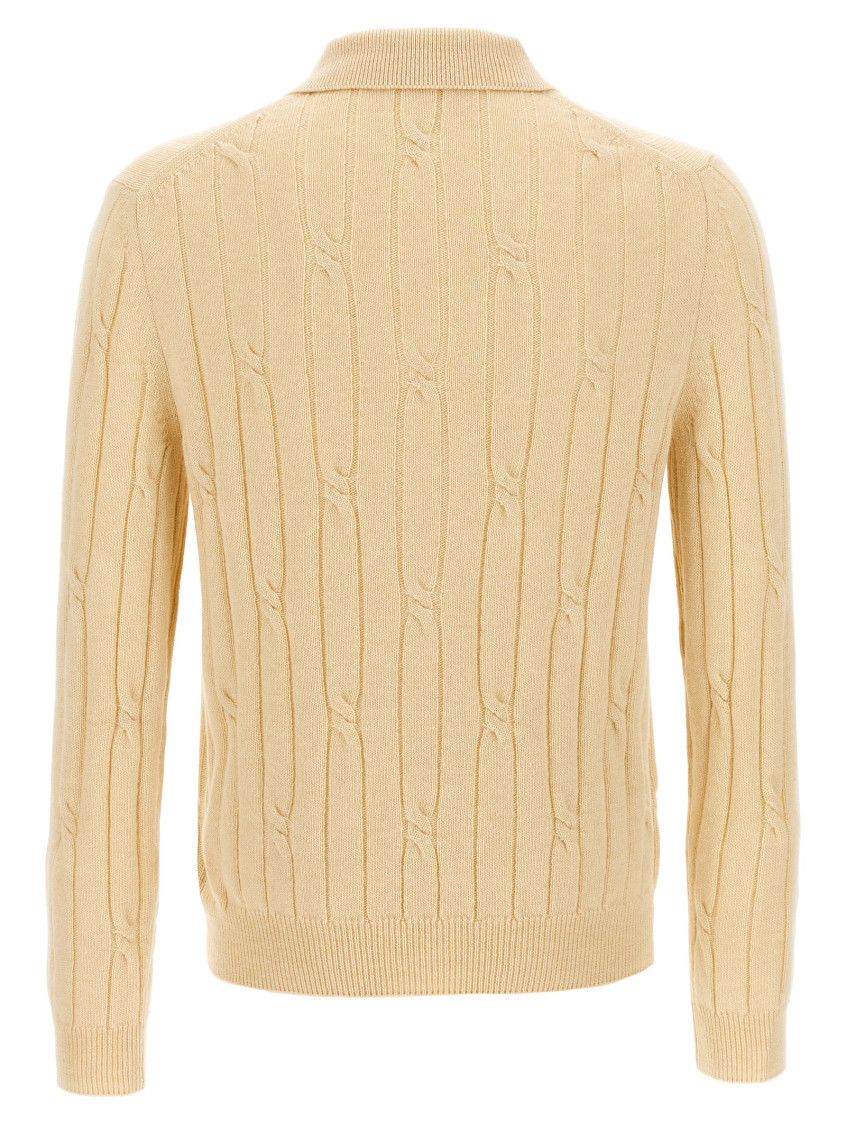Beige Braided wool polo shirt
