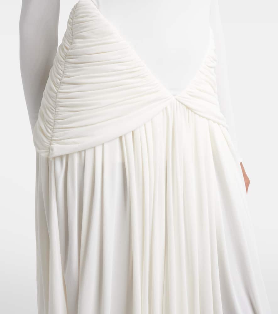 Ruched crêpe jersey midi dress