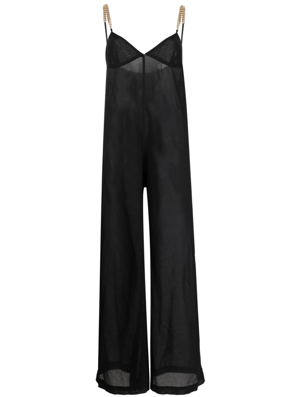 Semi-sheer sleeveless jumpsuit - Black