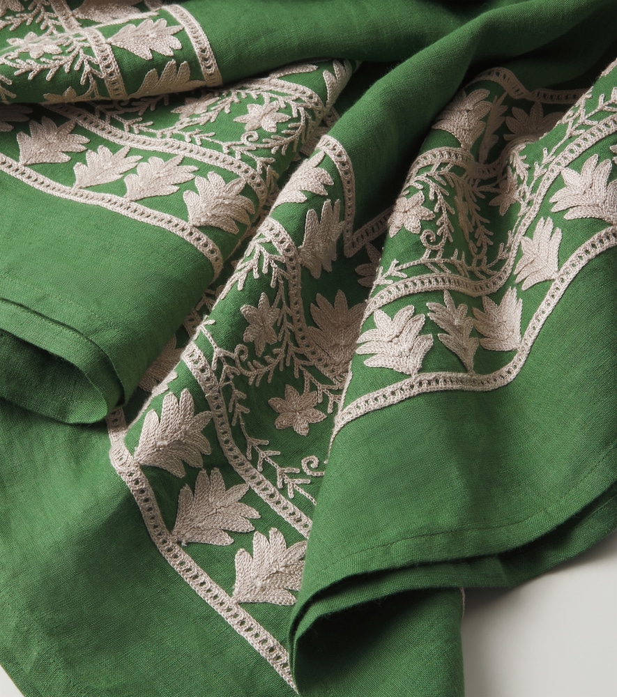 Embroidered linen tablecloth