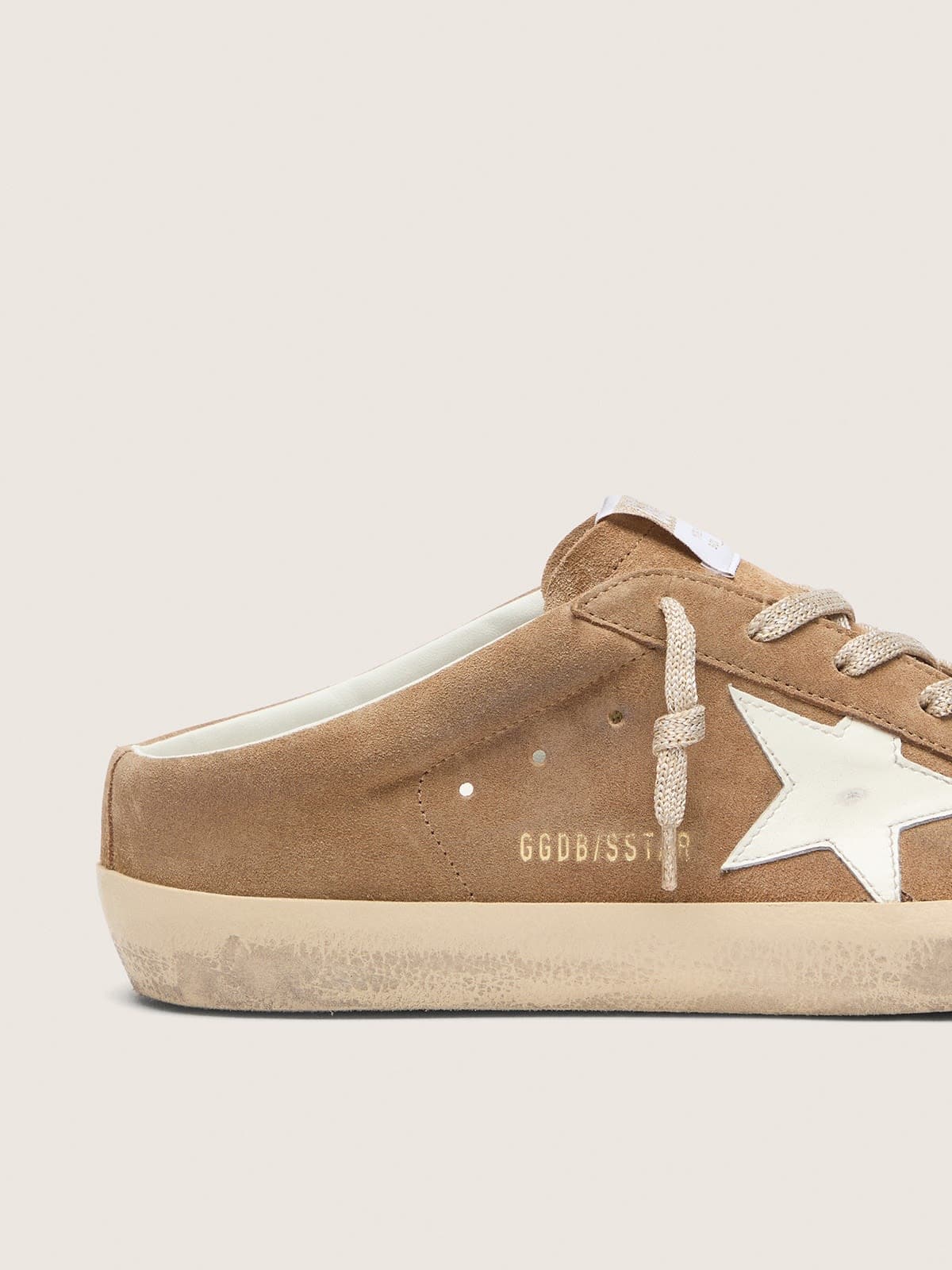 Golden Goose - Women's Super-star Sabots In Tobacco Suede With White Leather Star, Woman