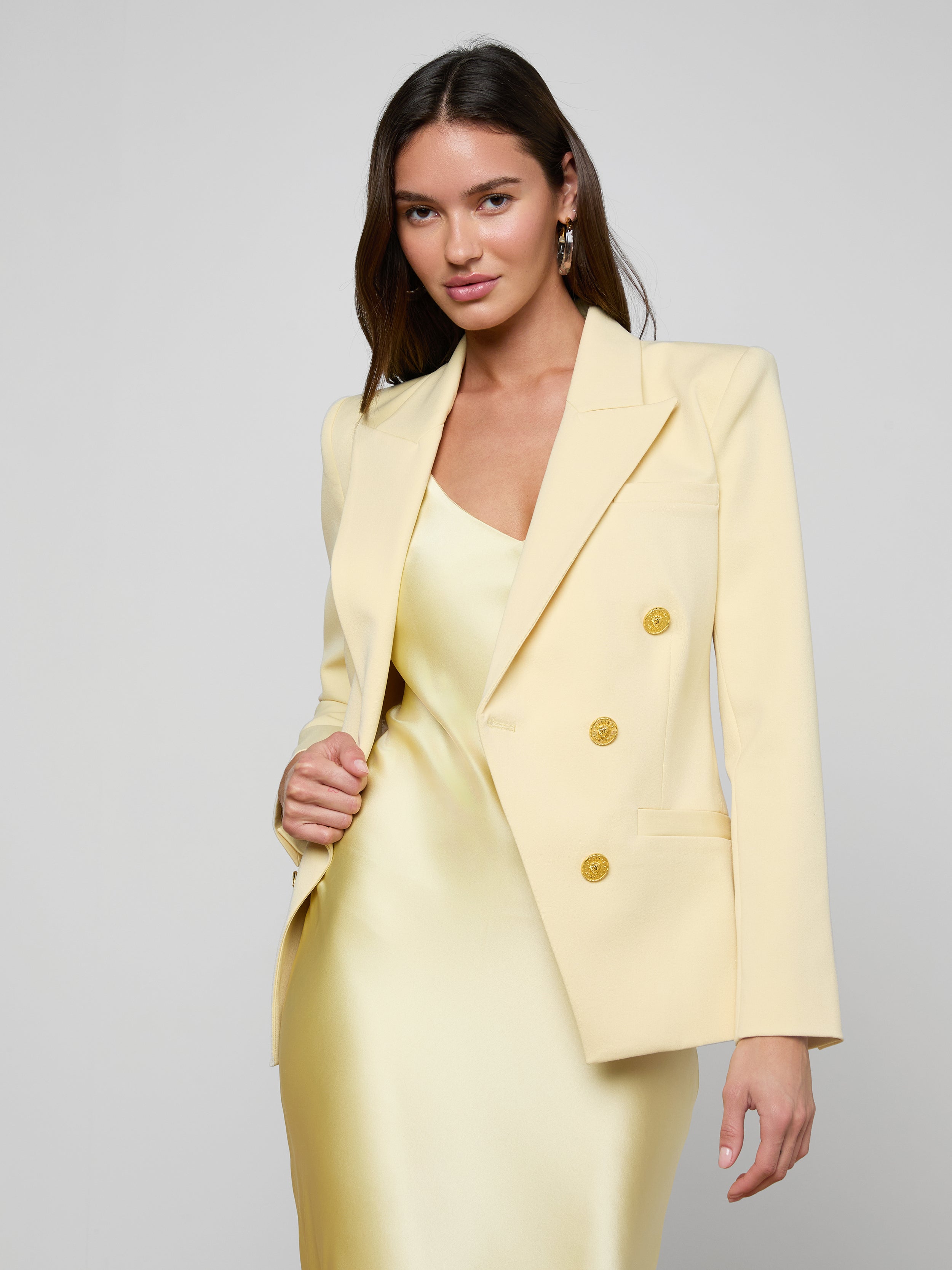 Kyomi Double-Breasted Blazer In Lemon Sorbet