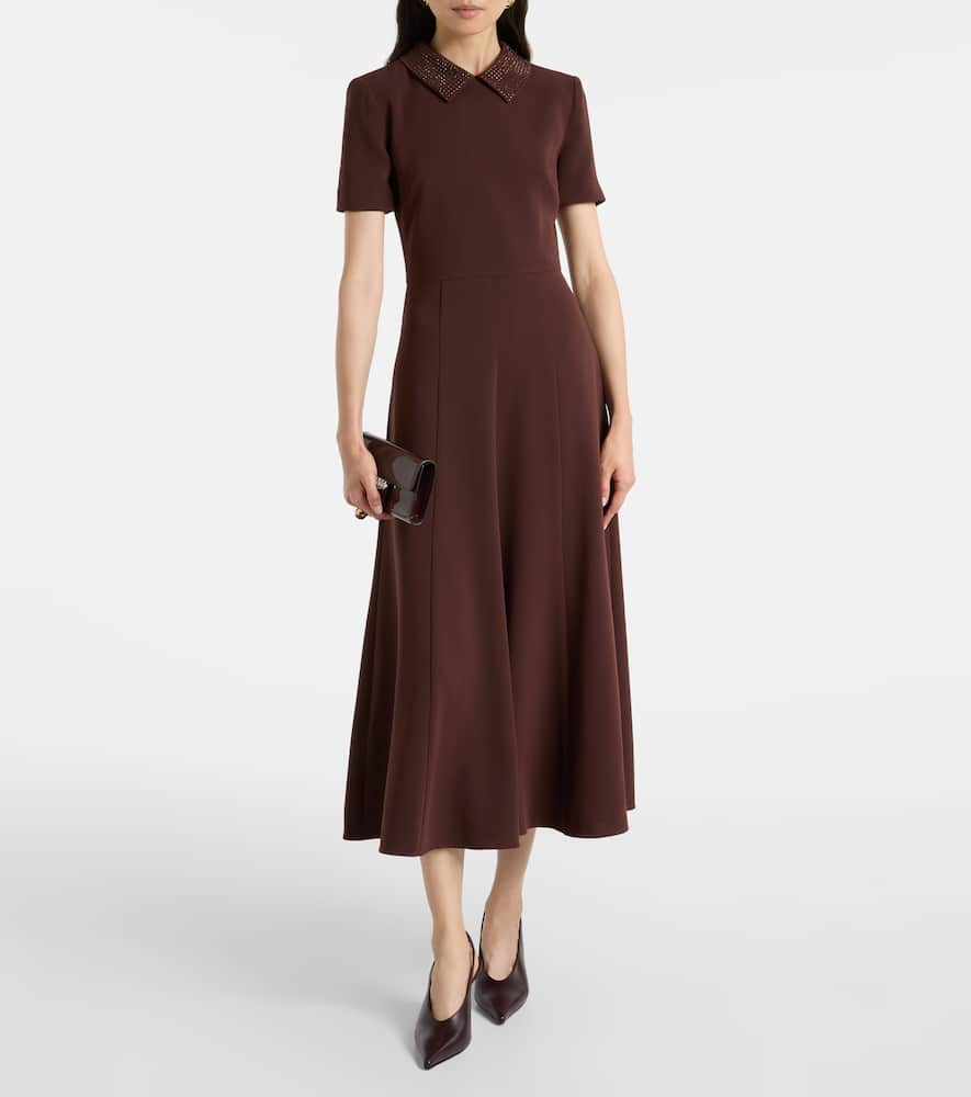 Embellished cady midi dress