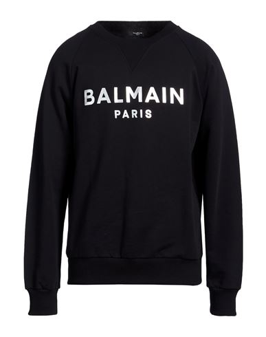 Man Sweatshirt Black Size XL Cotton, Elastane