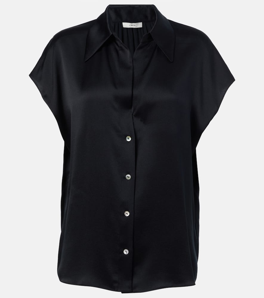 Ruched silk satin top