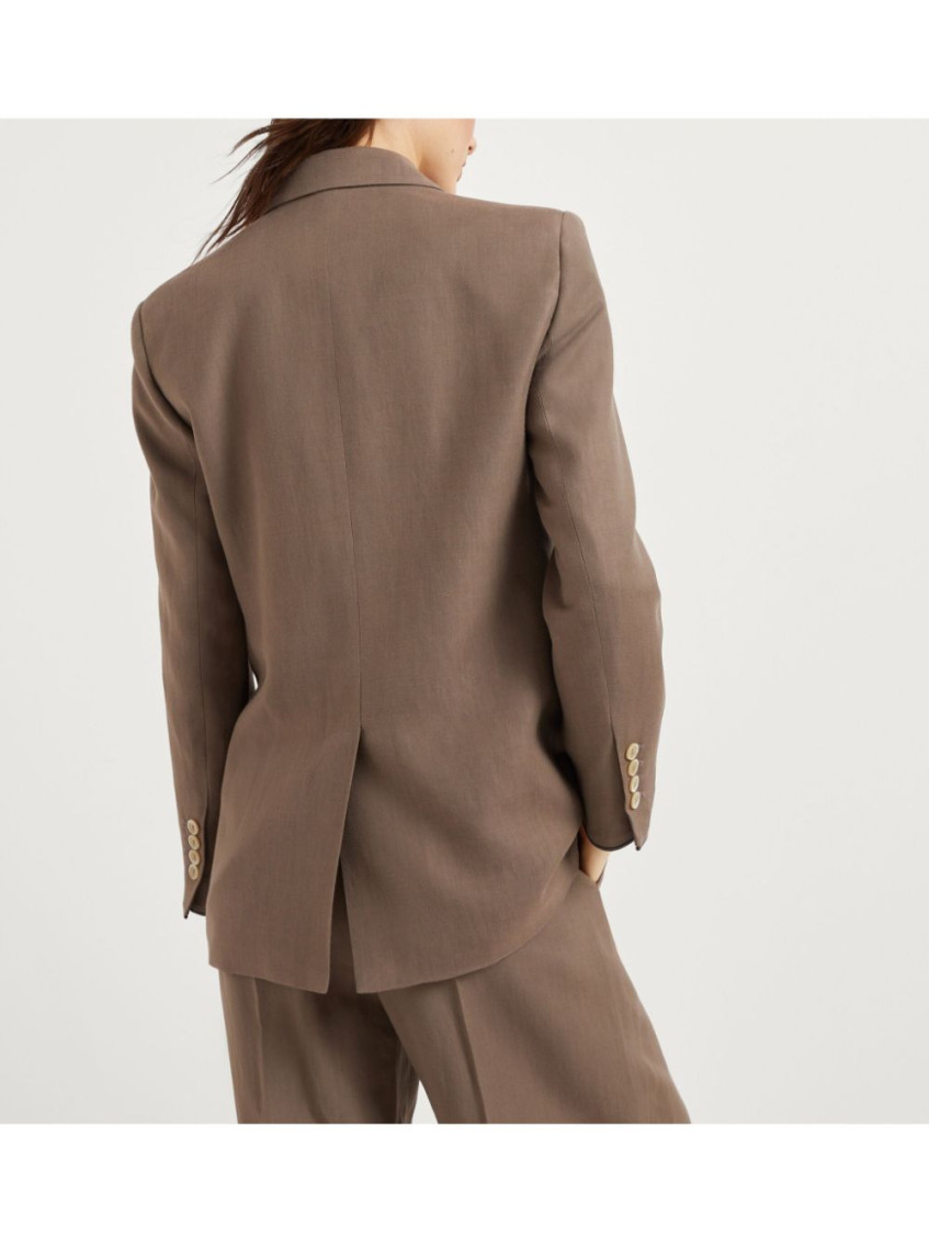 Monili-detail twill blazer - Brown