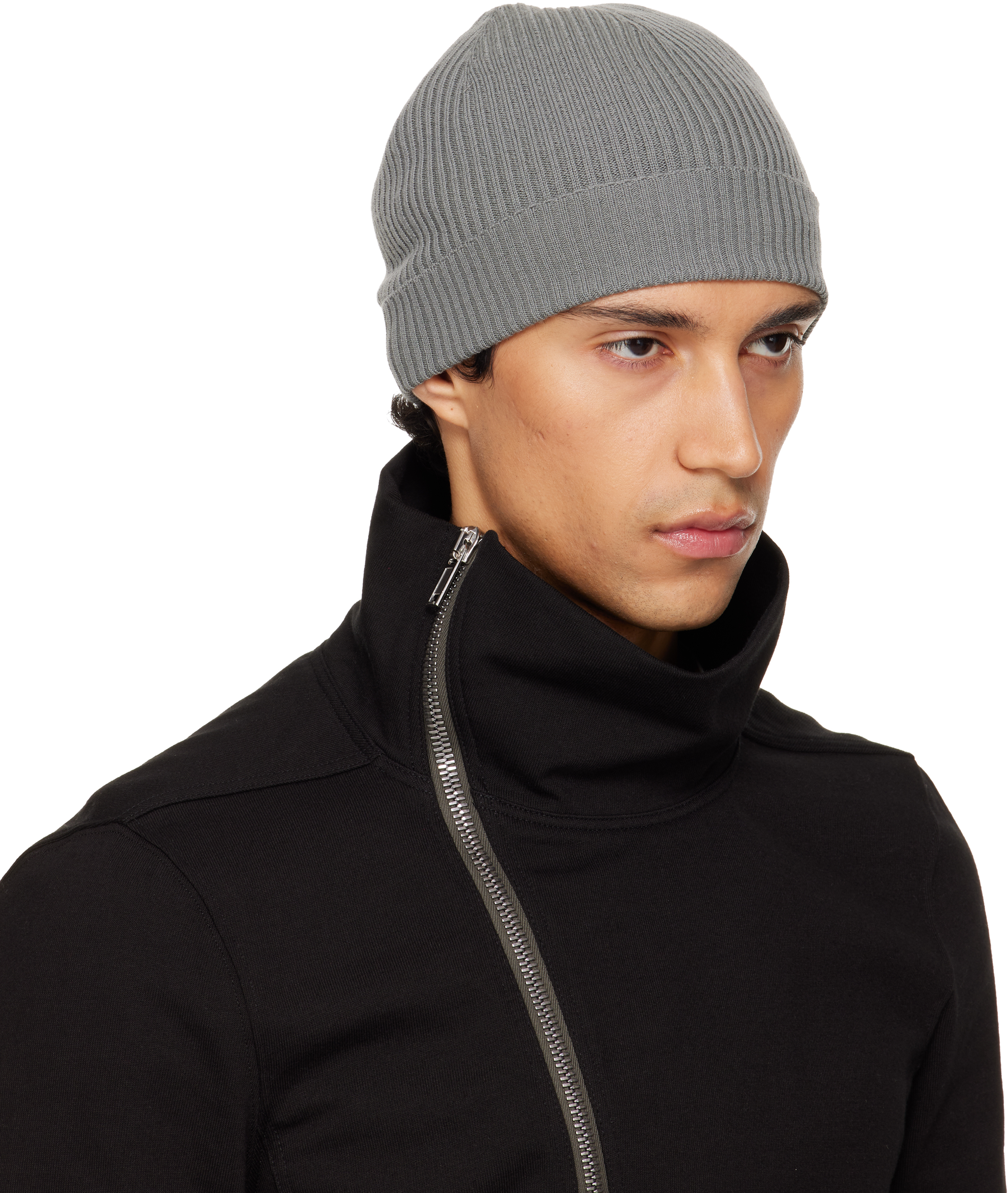 Gray Temple Ribbed Beanie