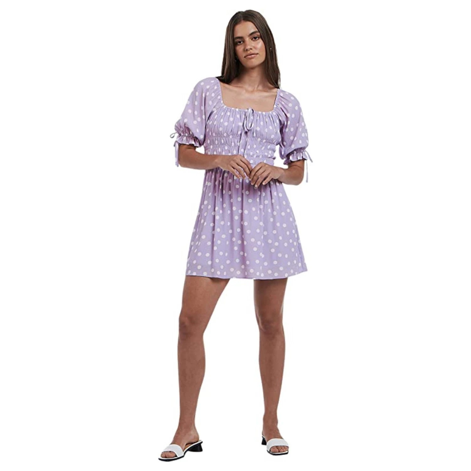 Valentine Mini Dress Purple Polka Dot Preppy JZZ96