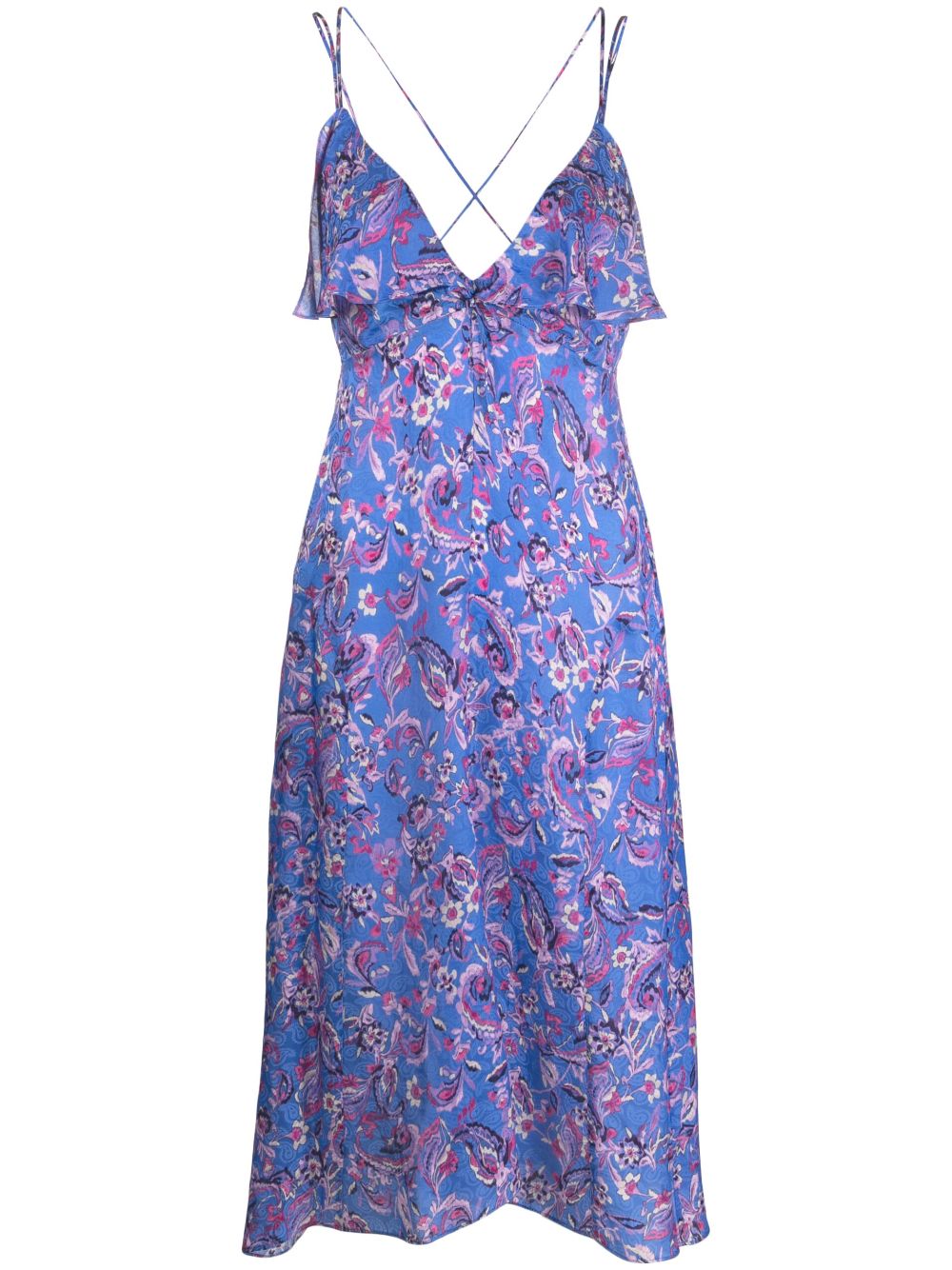 Flower-print midi dress - White