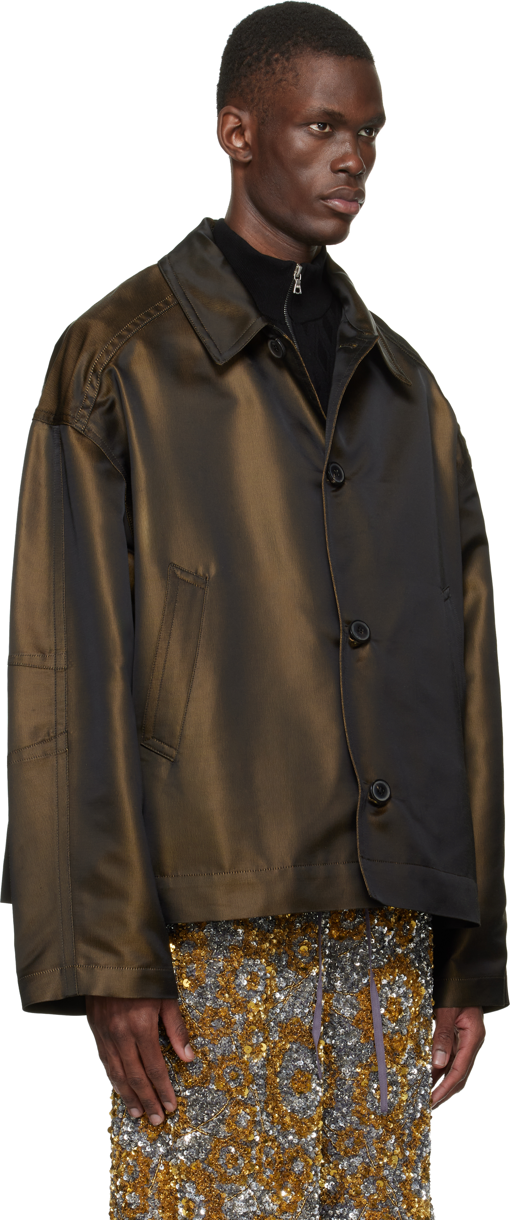 Brown Dropped Shoulder Jacket