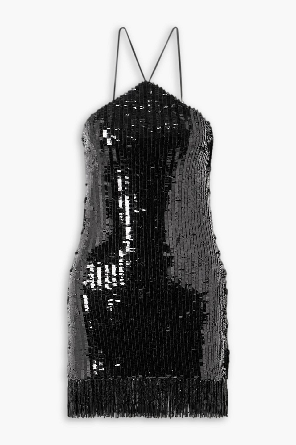 Embellished tulle halterneck mini dress