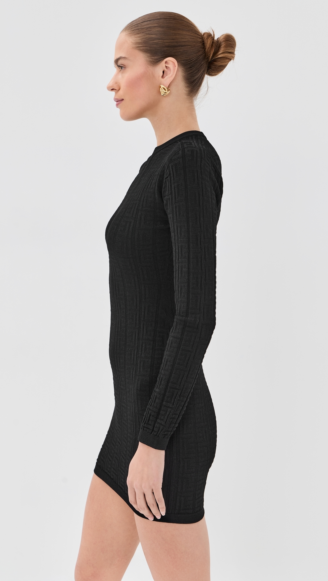 Monogram Bodycon Knit Short Dress Noir