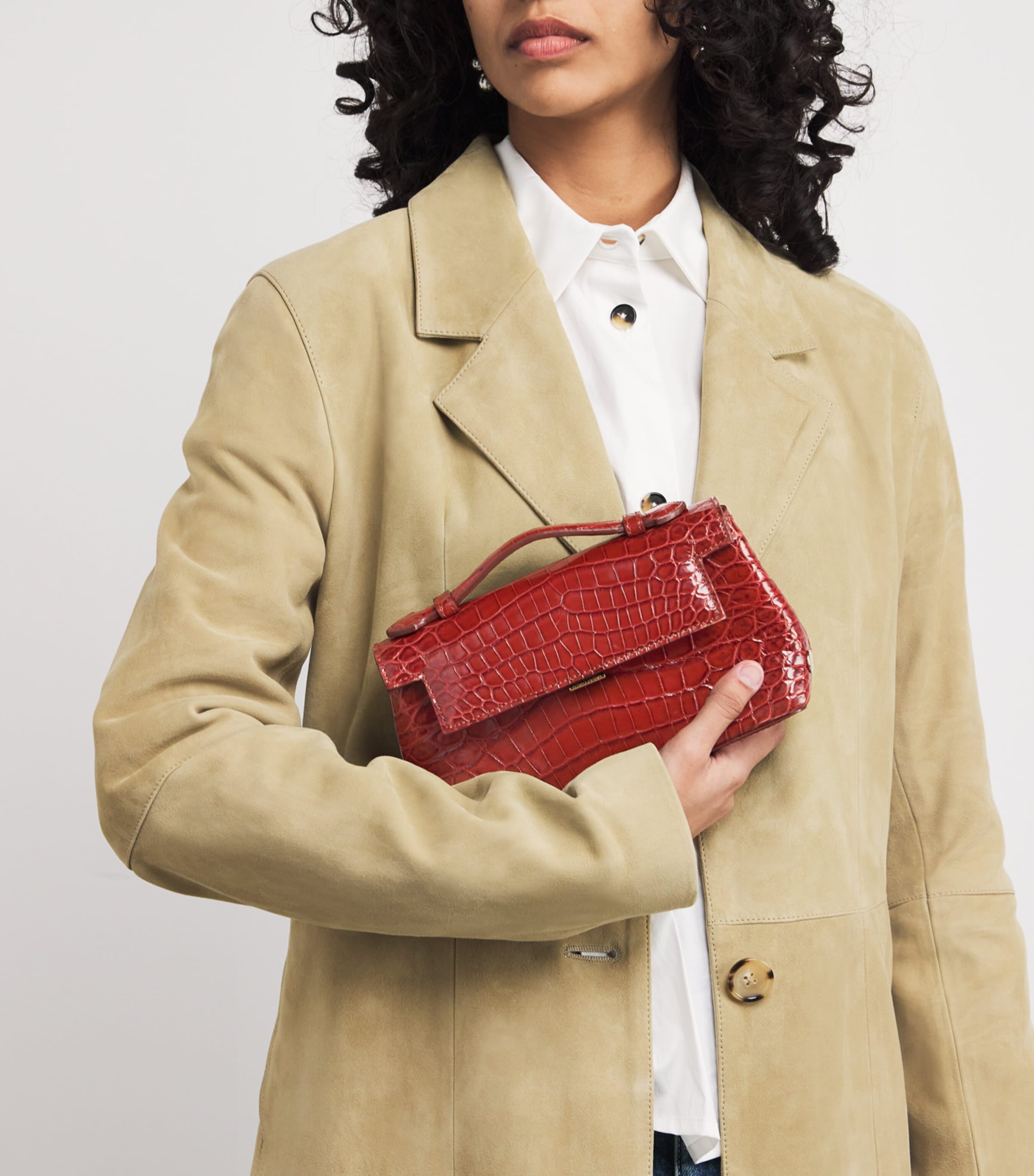 Analeena Crocodile Leather Top-Handle Bag