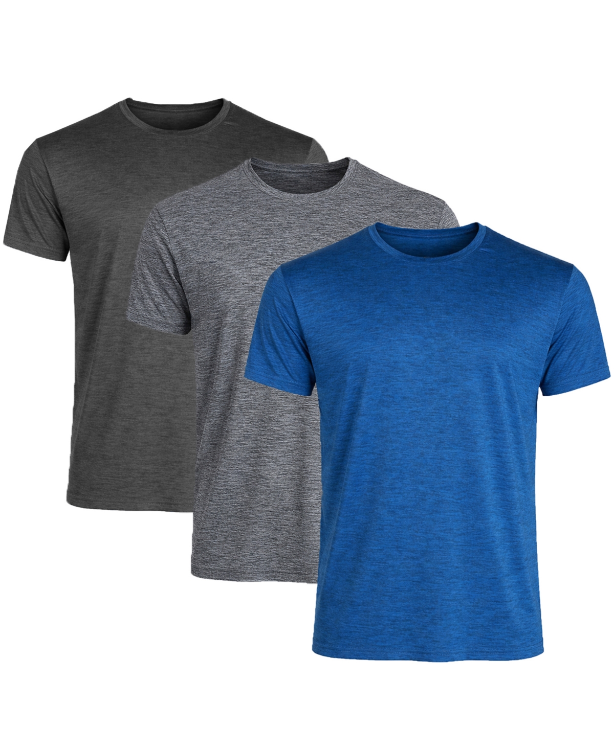 Galaxy Kick Start Gear Men's Crewneck T-Shirt, 3-Pack - Black/Gray/Royal