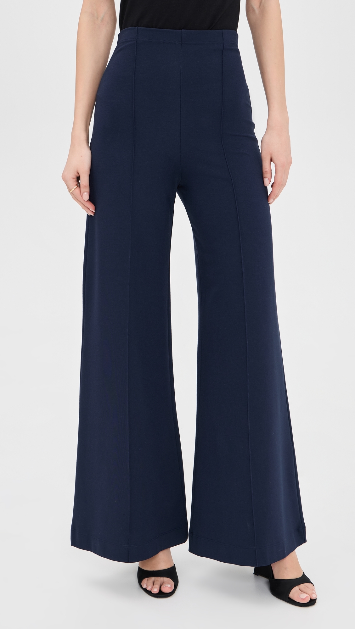 Ponte Knit Standard Wide Leg Pants NAVY