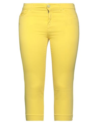 Woman Pants Yellow Size 4 Cotton, Elastane