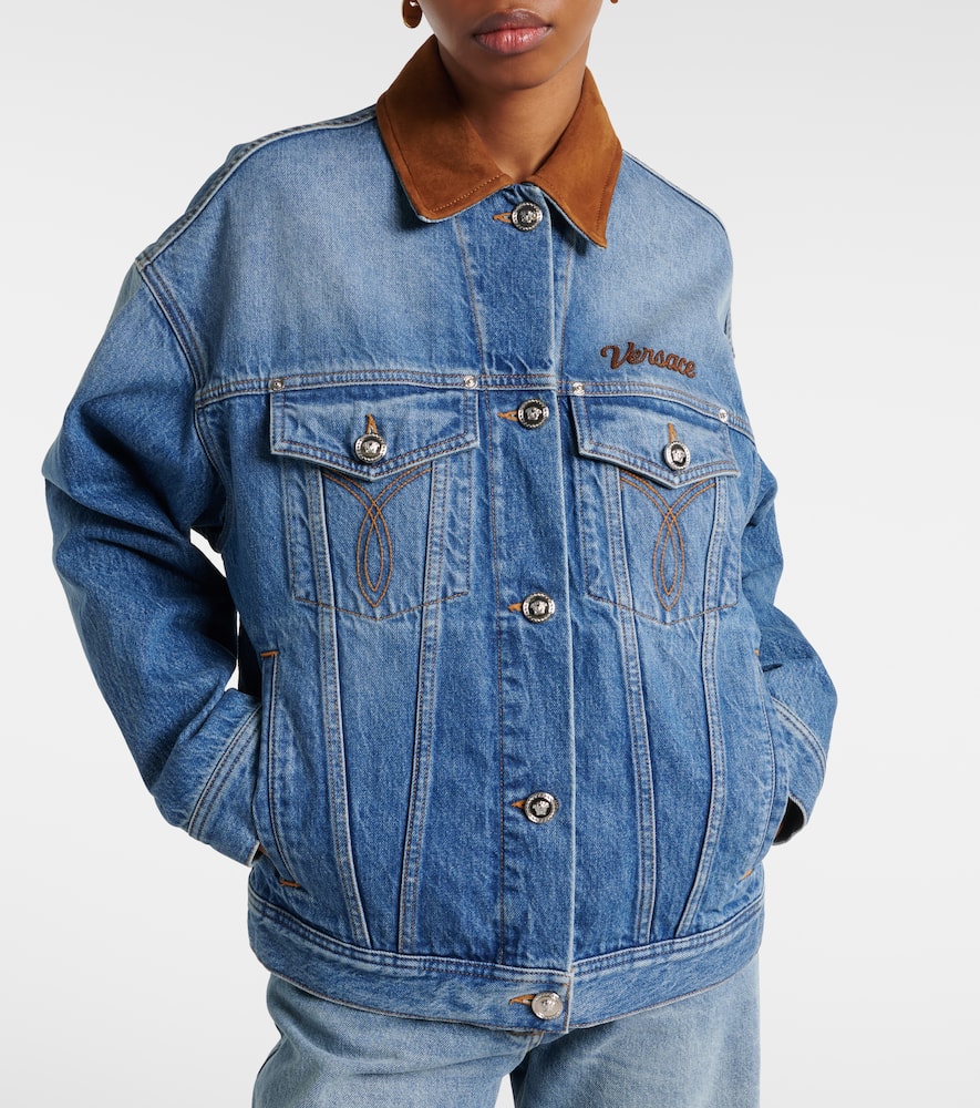 Trucker suede-trimmed denim jacket