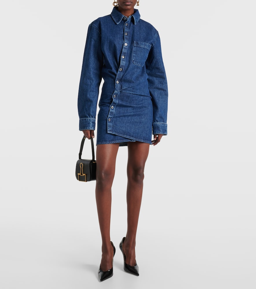 Asymmetric denim shirt dress