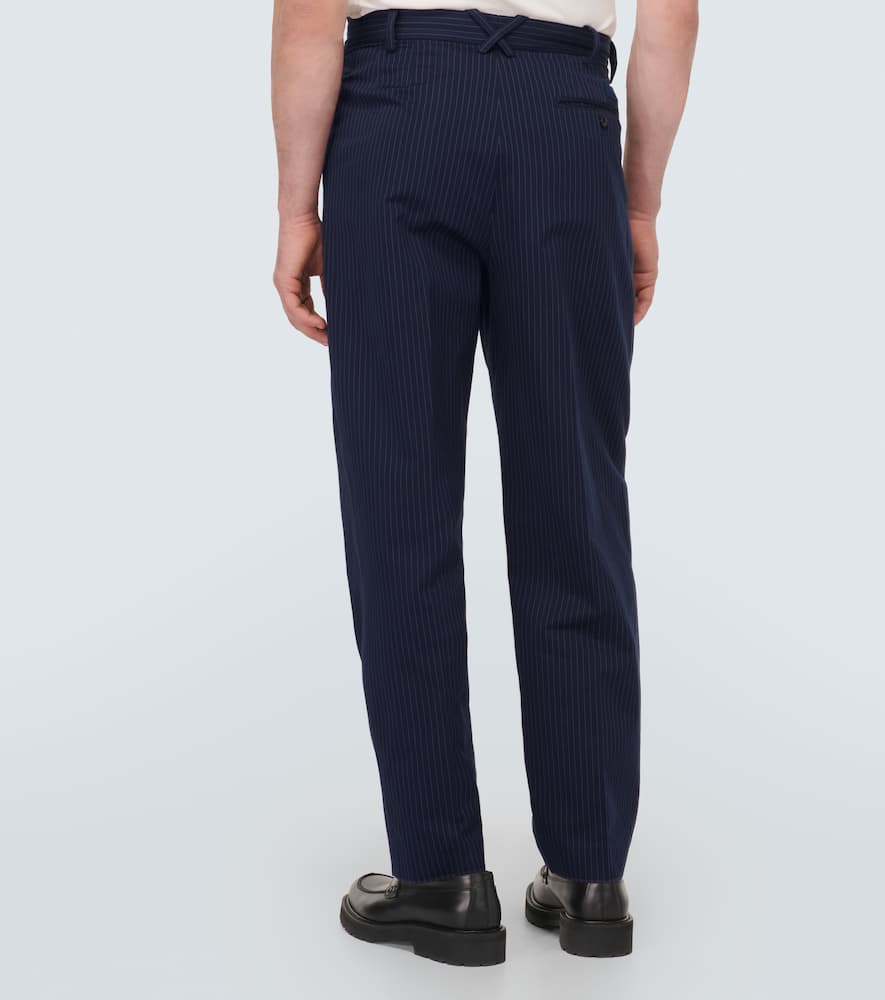 Pinstripe cotton and linen pants