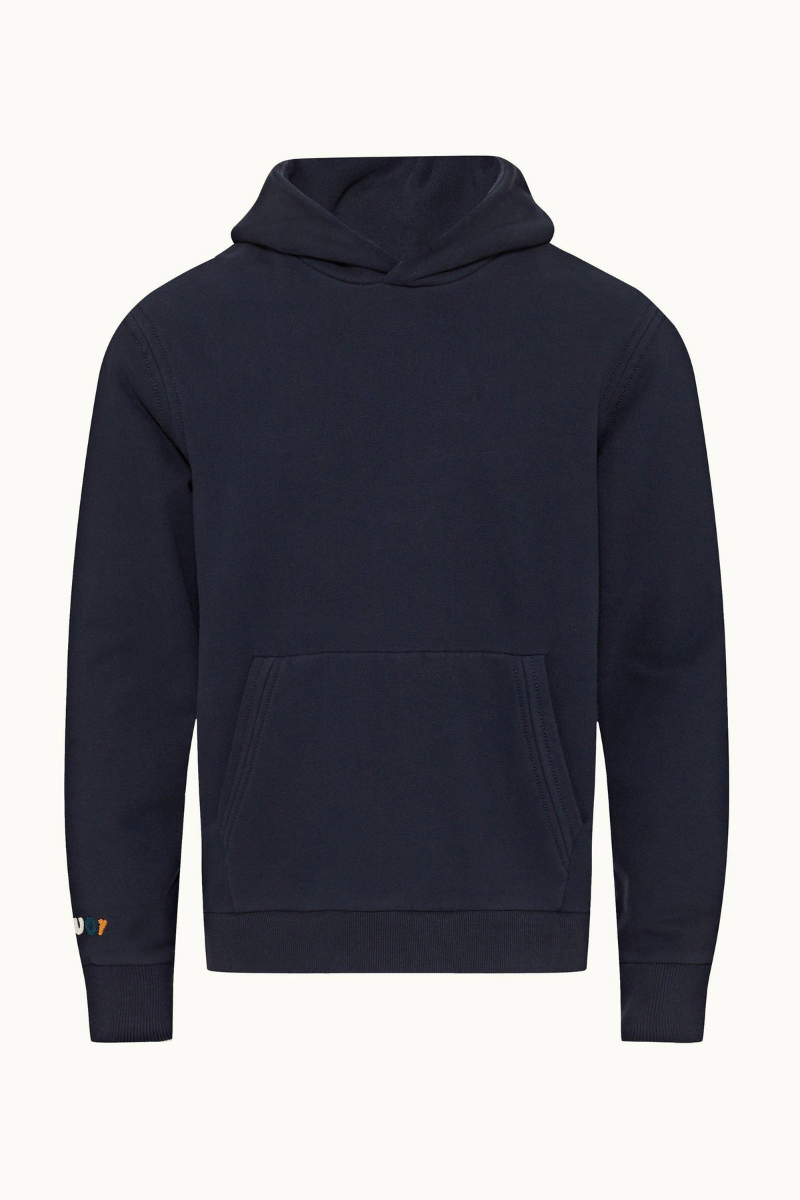 Cotton-Blend Hoodie — Navy