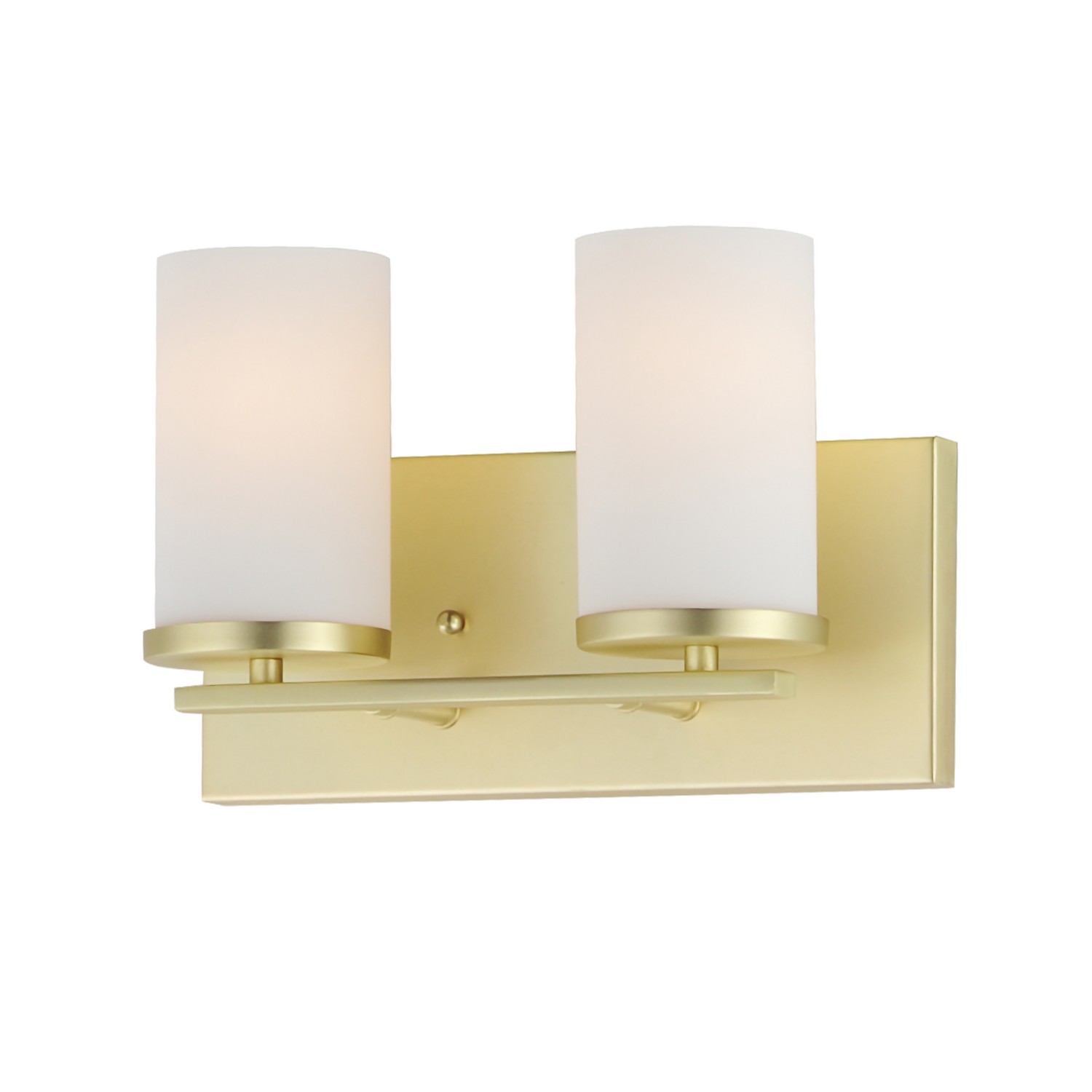 Satin Brass Two Light Bath Vanity from the Lateral Collection