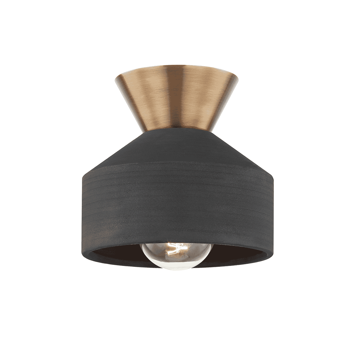 Patina Brass One Light Flush Mount from the Covina Collection