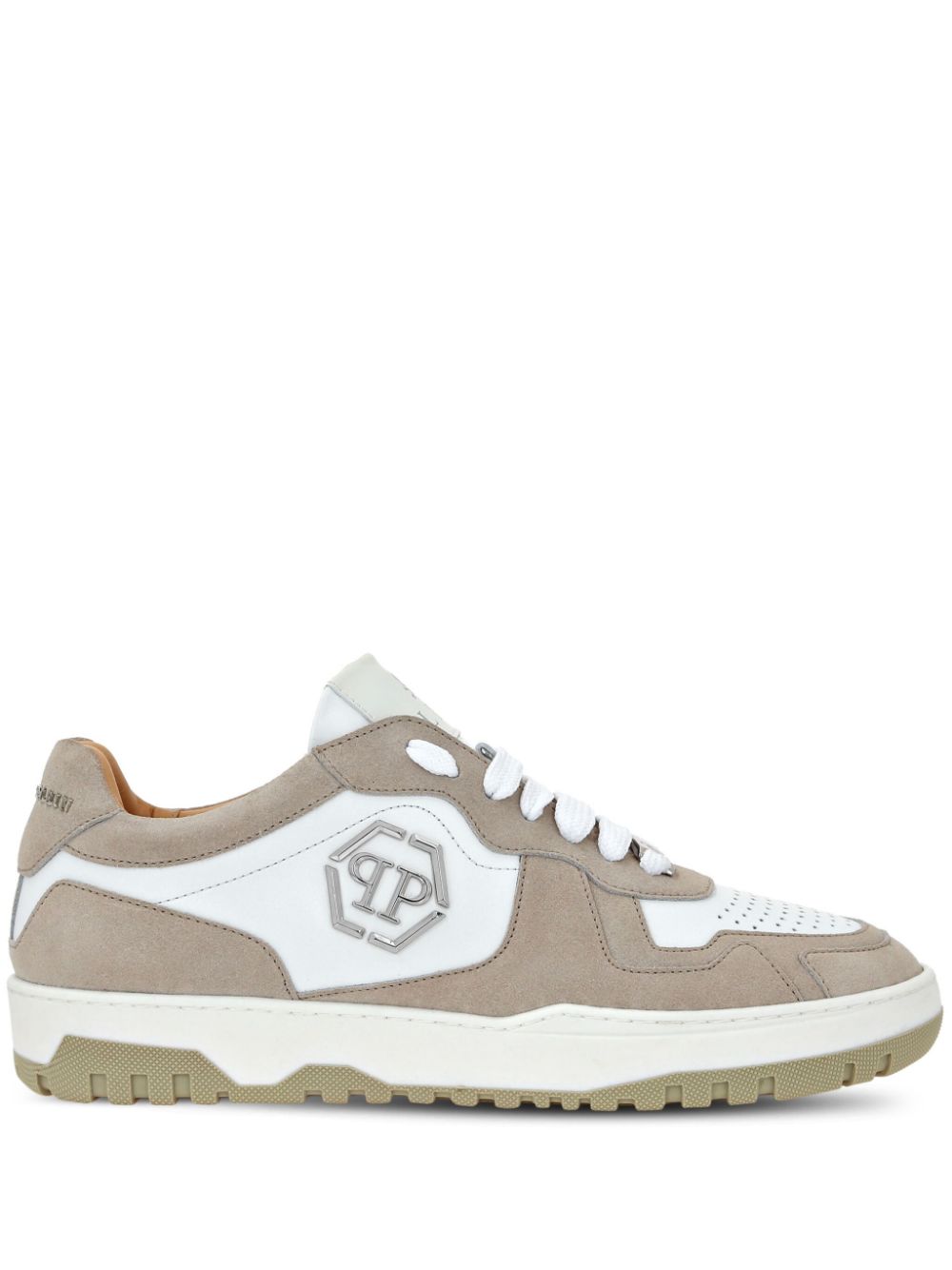 Hexagon panelled low-top sneakers - Neutrals