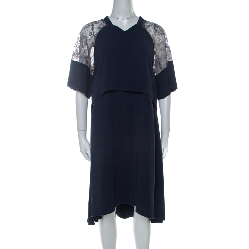Philosophy Navy Blue Lace Detail Layered Shift Dre